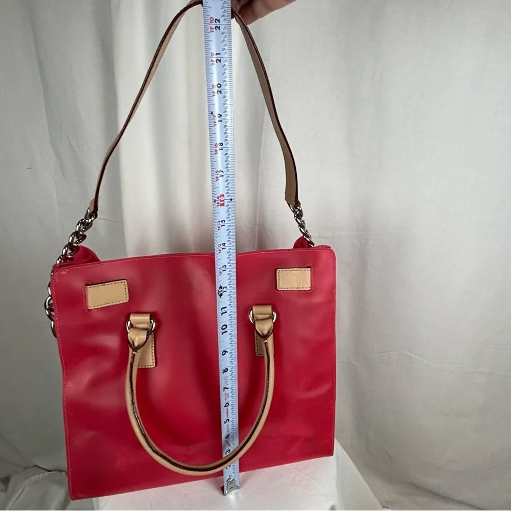 Michael Kors Candy Red PVC Tote Handbag 13” x‎ 12” - 10” Shoulder Strap